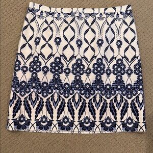 J. Crew  Blue White Floral Skirt 12